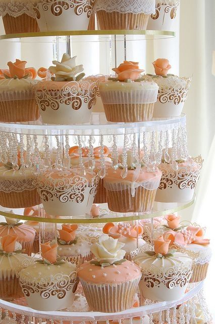 cupcake decoración en coral