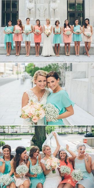 damas coral y aqua