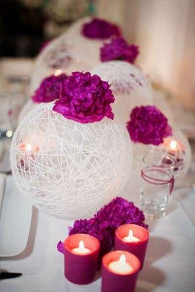decoración centros de mesa rosa