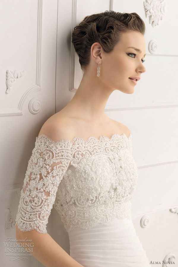 vestido novia manga 3/4