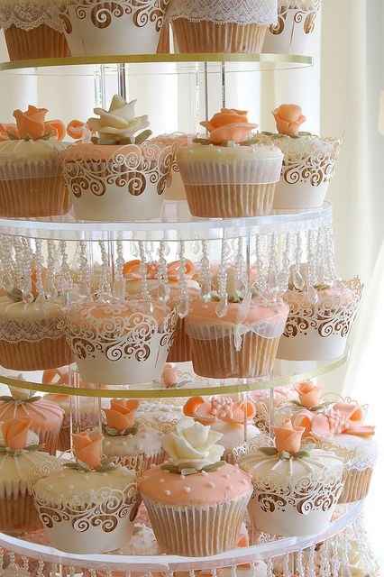 cupcake decoración en coral