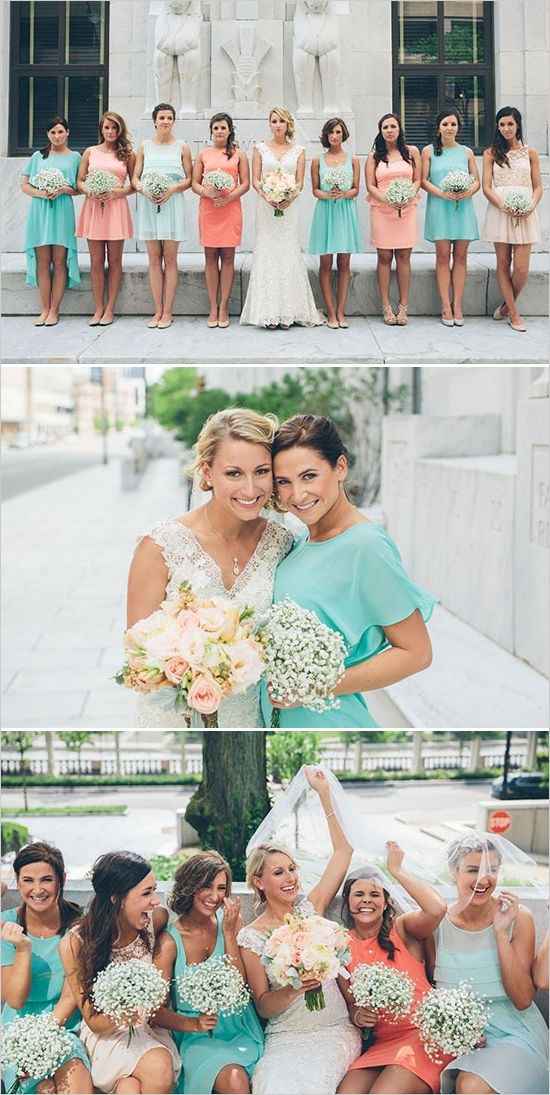 damas coral y aqua