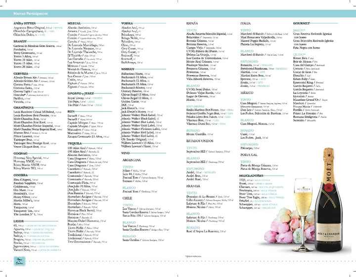 Menu de bedidas