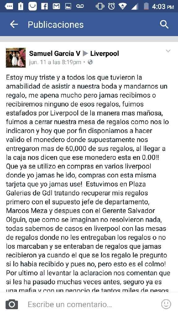 Fraude en mesa de regalos liverpool - 1