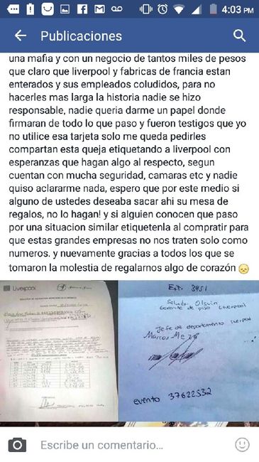 Fraude en mesa de regalos liverpool - 2