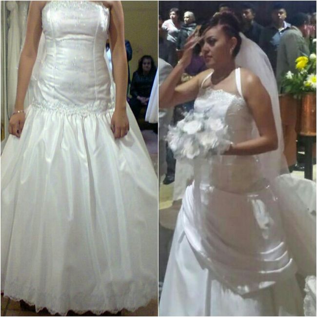 mi vestido con algunas modificaciones. la primera fue como lo compre, y la segunda es como fue modif