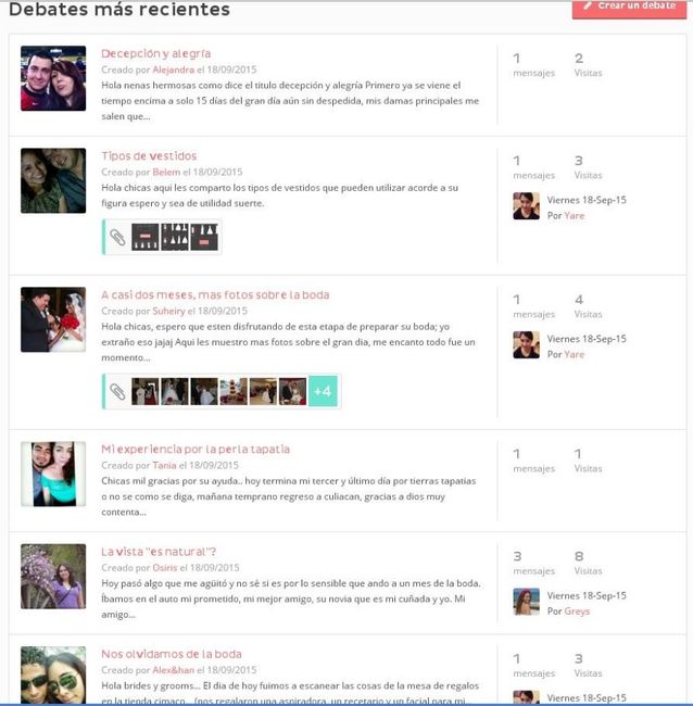 Debates más recientes.