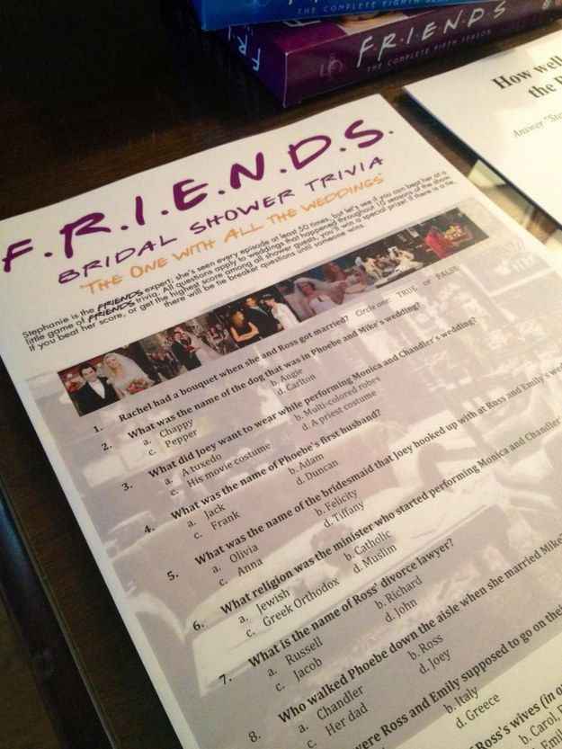 friends tv show themed bridal shower