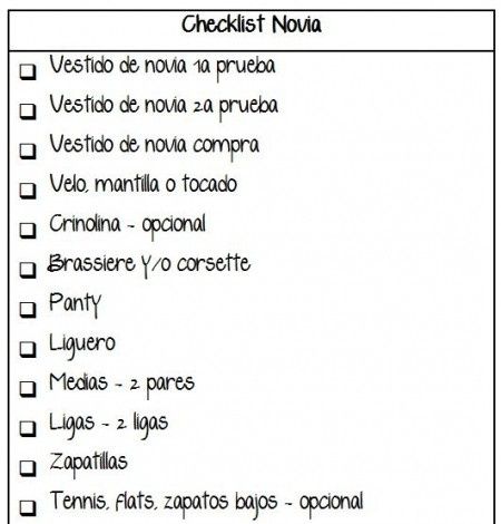 Checklist Novia y Novio