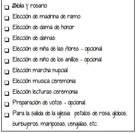 Checklist Ceremonia Religiosa y Civil