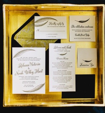 Inspiración para una boda de color Negro y Dorado