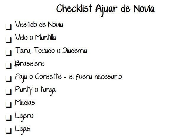 Ajuar de Novia y Checklist
