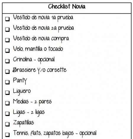 Checklist Novia y Novio