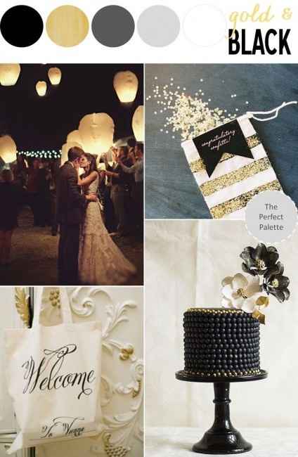 Inspiración para una boda de color Negro y Dorado