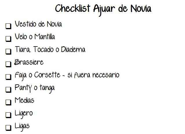 Ajuar de Novia y Checklist