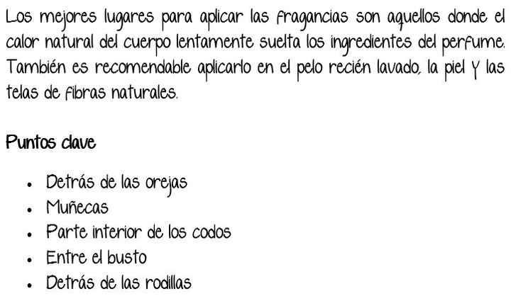 Tips para aplicarte el perfume