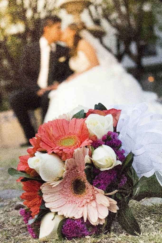 Ramo de novia color coral. - 1