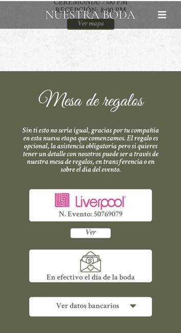Alguien me puede enseñar un ejemplo de la invitación digital que incluye la mesa de regalos de Liverpool 1