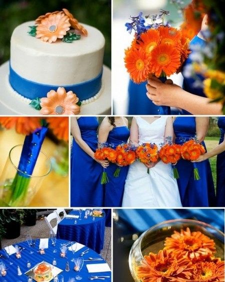 bodas en azul y naranja