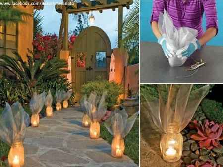 frascos y velas para iluminar