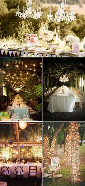 Luces de cascada para iluminar boda