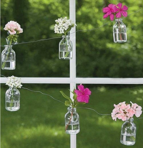 Decoración con frascos de vidrio