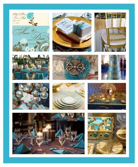 Montaje azul Tiffany y dorado