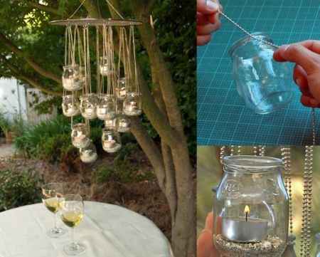 Decoración con frascos de vidrio