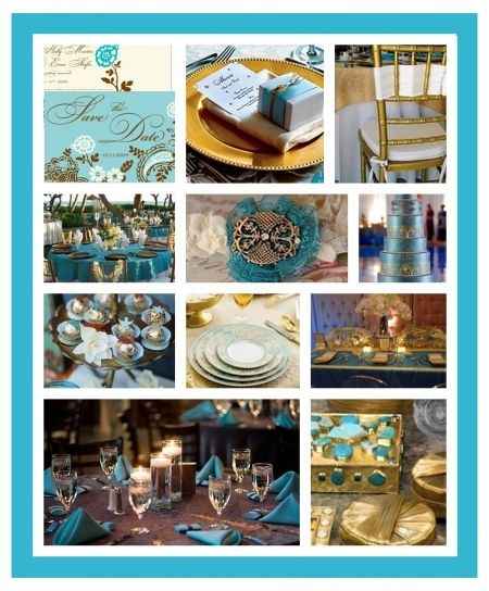Montaje azul Tiffany y dorado