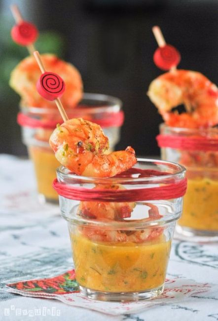 Camarones con dip de mango