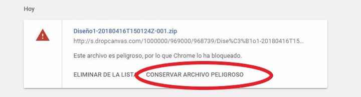 Después, aparecerá esta otra ventana donde deberán dar click en "conservar archivo peligroso". Les r
