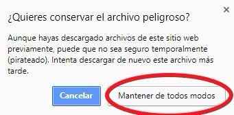 Les preguntará esto y deberán dar click en "mantener de todos modos"