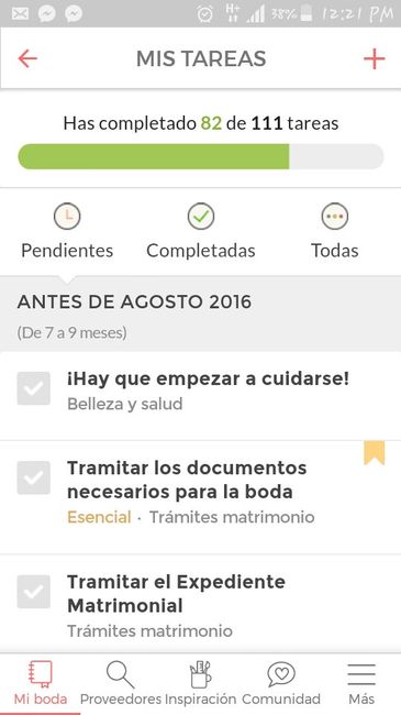 Tareas de bodas completas - 1