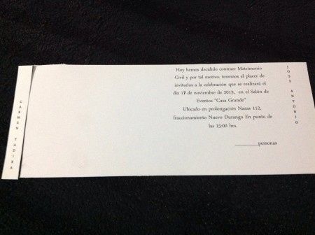 Interior de la invitación 