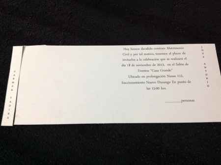 Interior de la invitación 