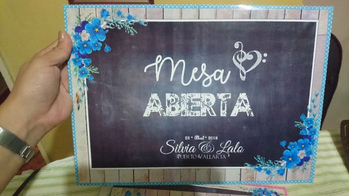 Cartel mesa de dulces "abierta"