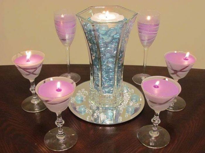 Arreglos de mesa con agua y velas - 6