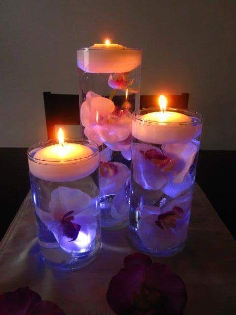 Arreglos de mesa con agua y velas - 8