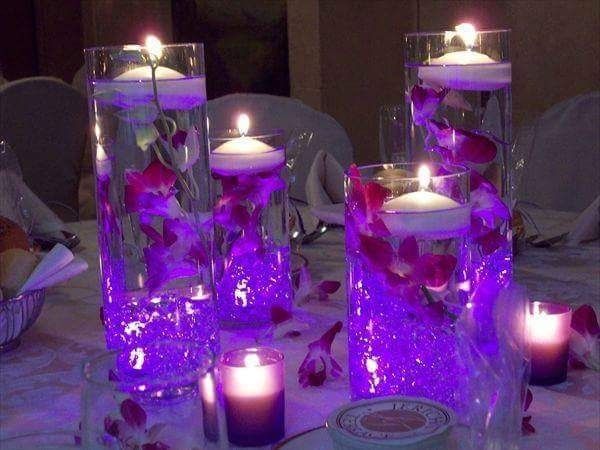 Arreglos de mesa con agua y velas - 13