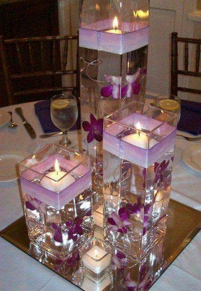Arreglos de mesa con agua y velas - 1