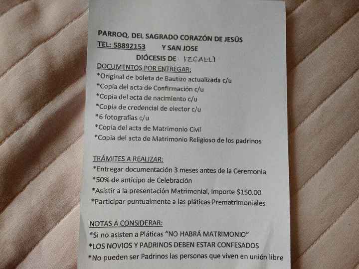 Requisitos para la ceremonia religiosa. - 1