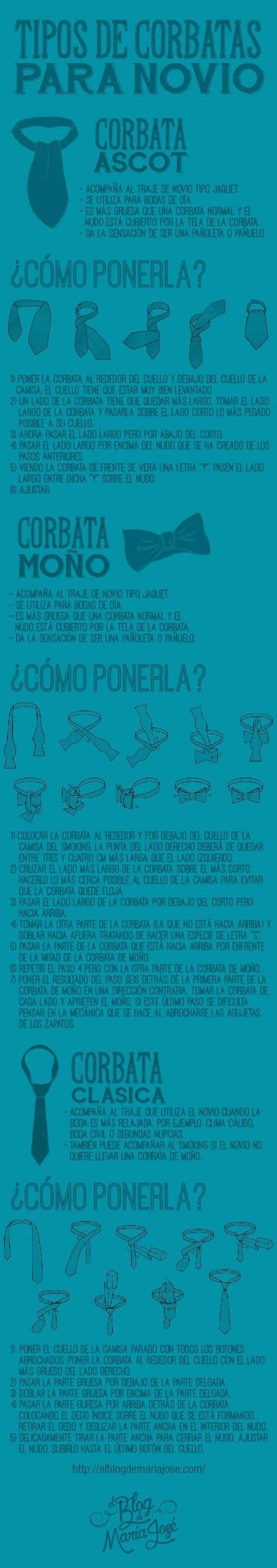 Tipos de corbatas para novios 