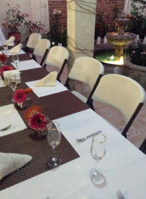 En el patio para la cena