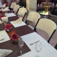 En el patio para la cena