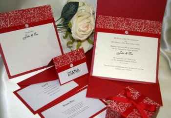 invitaciones blancas rojo