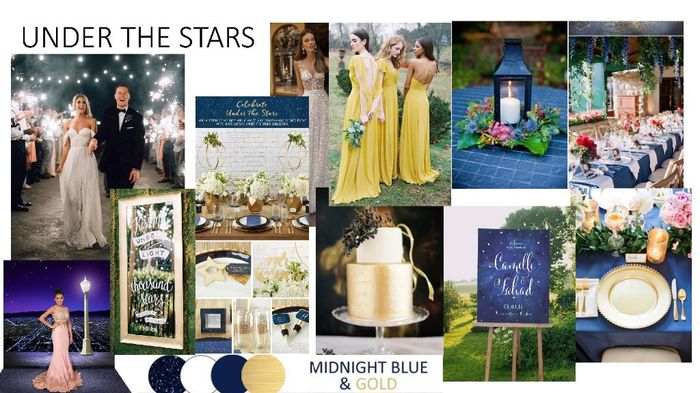 Under the stars / navy + gold / Azul marino + dorado