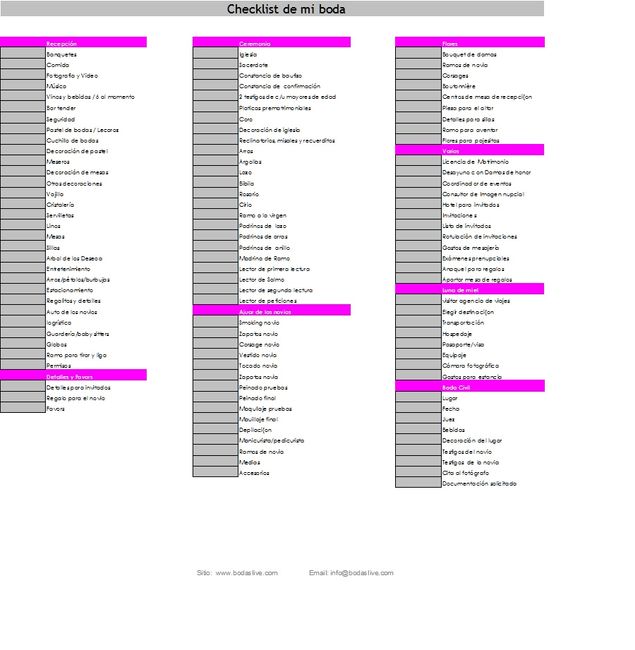 CHECK LIST DE BODA