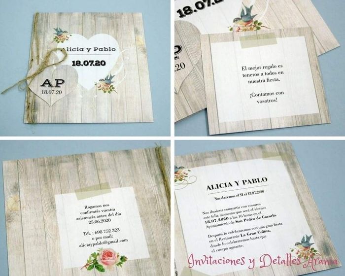 Invitaciones para bodas de madera.  2