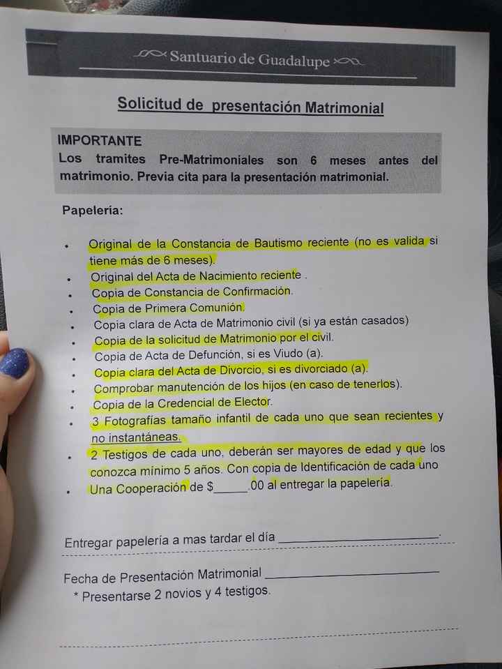 Trámite para la boda a la iglesia - 1