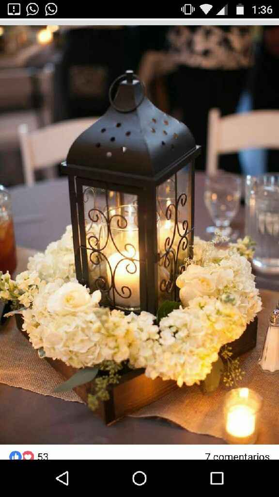 Centros de mesa  y caminos con jaulitas, faroles, candiles, velas y flores. Ideas. - 1